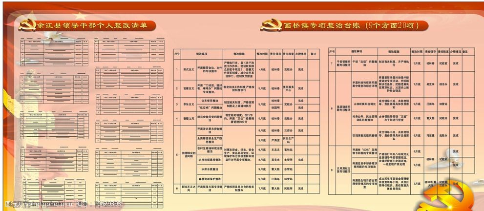 领导干部个人整改清单 党政 领导干部 整改清单 宣传栏 政治台账 设计