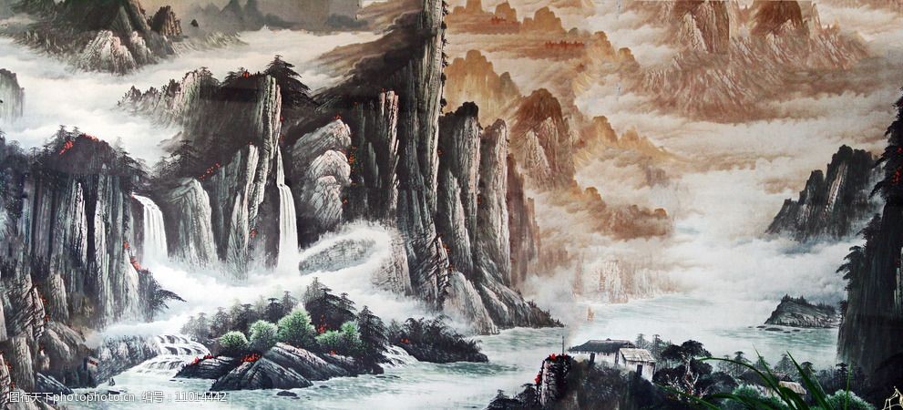 山水画 中国画 写意画 水墨画 国画 工艺品 设计 文化艺术 绘画书法
