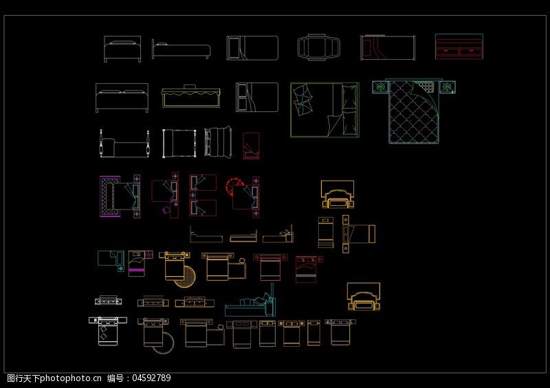 各种床图块素材