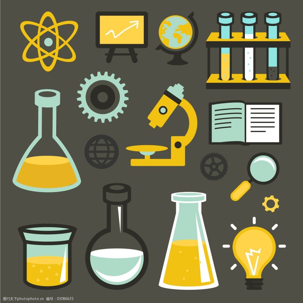 卡通科学实验元素矢量