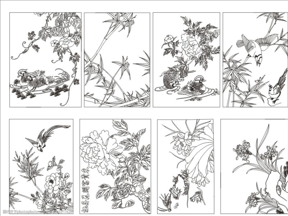 高精度传统花鸟矢量图图片