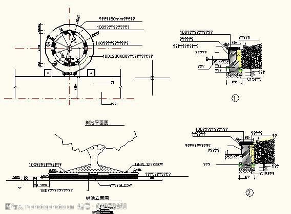 一个圆形花池坐凳施工图