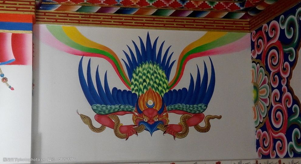 藏族客厅彩画图片