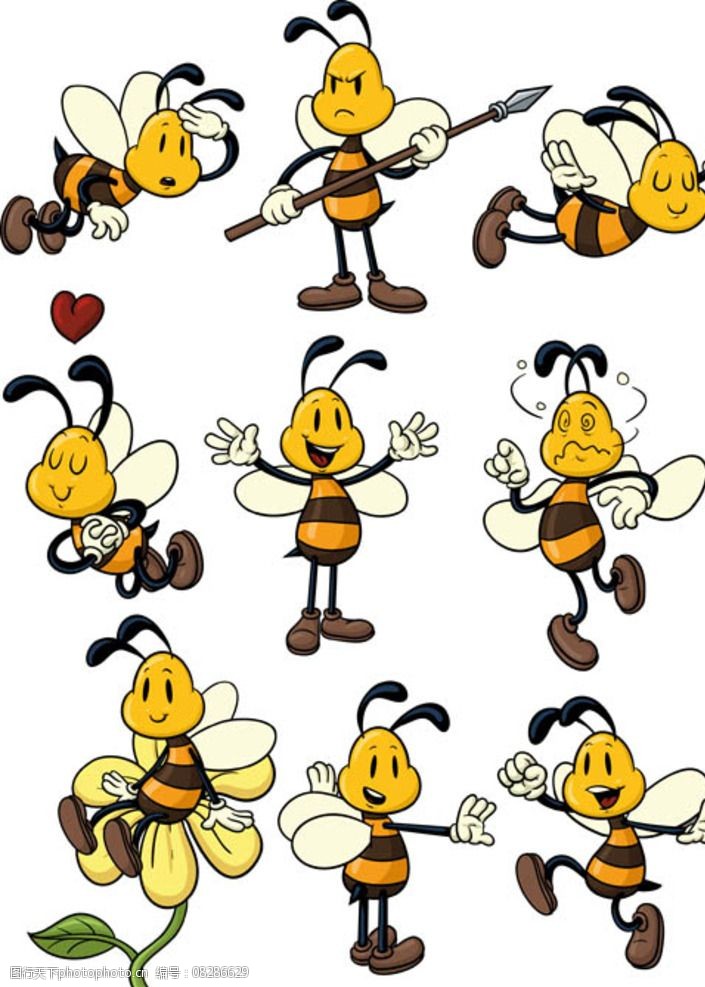关键词:卡通小蜜蜂 卡通动物 卡通形象 可爱动物 拟人化 矢量动物
