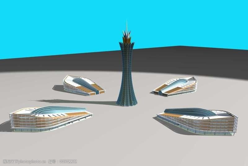 现代花朵造型艺术风格建筑3d模型