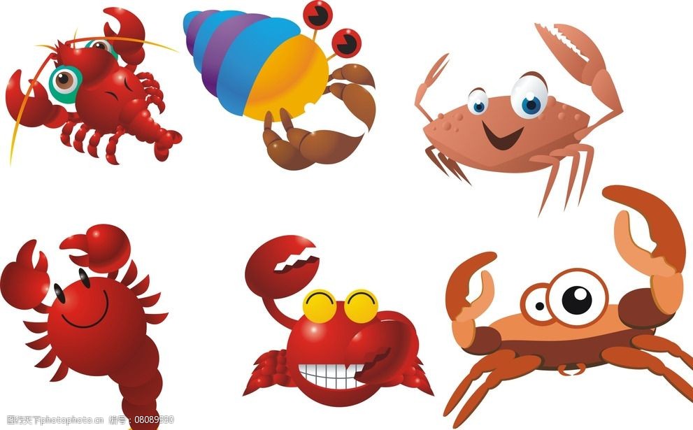 卡通螃蟹龙虾图片