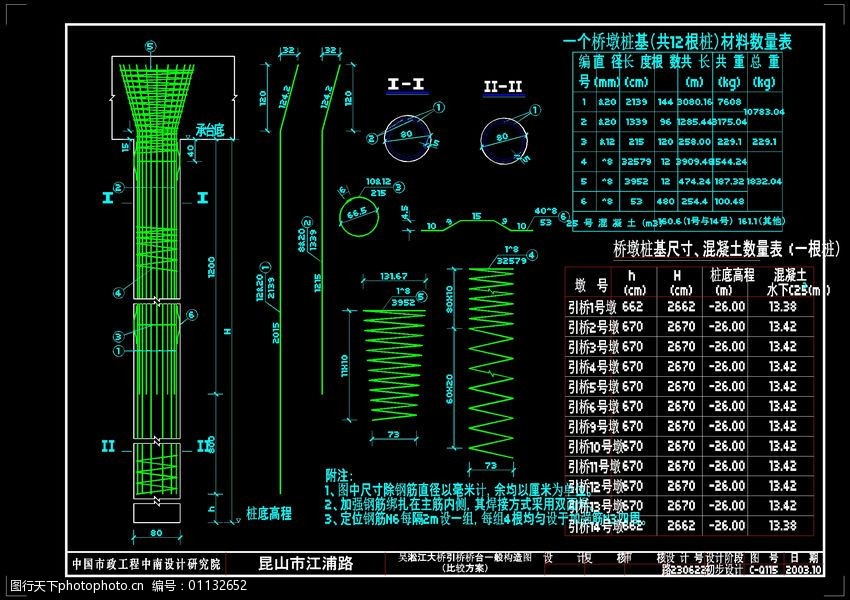 大之港桥引桥墩桩基钢筋图