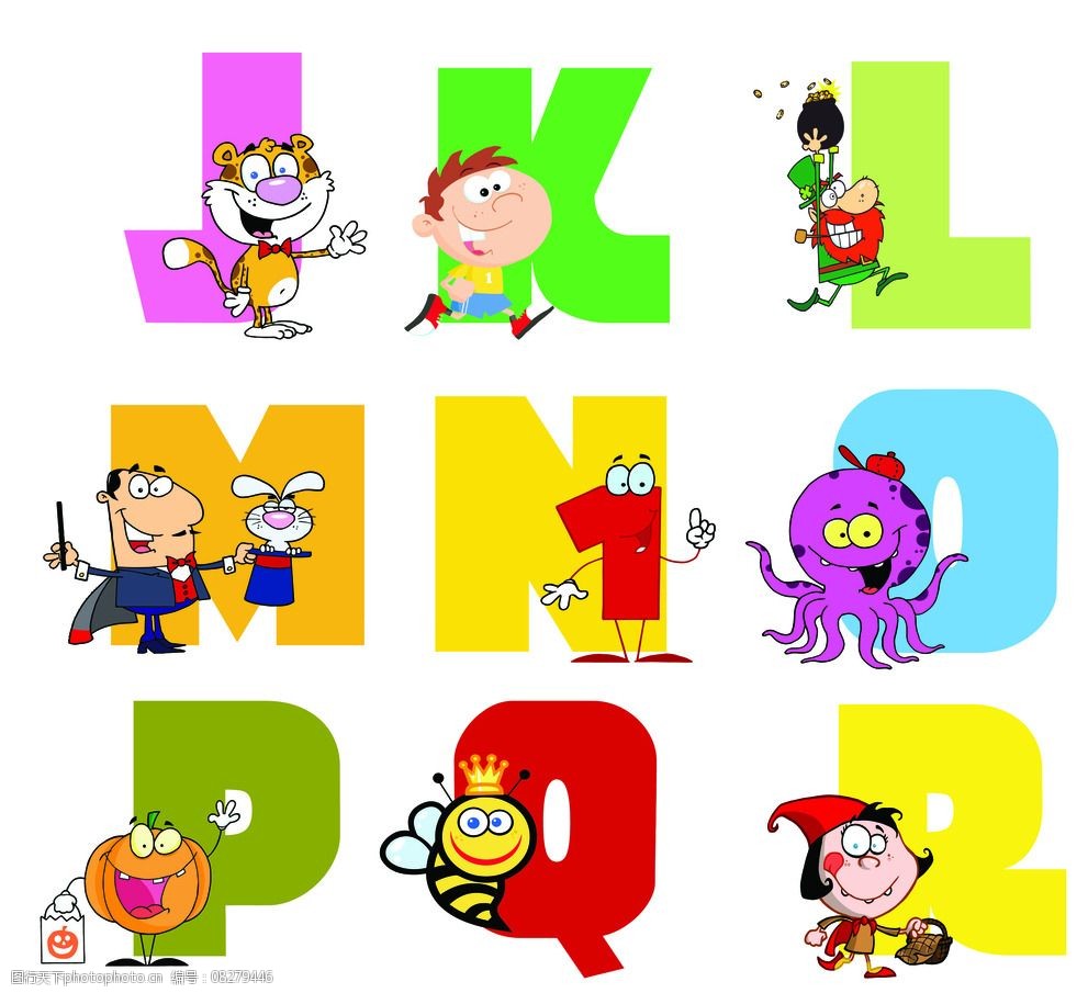 儿童 英文字母 卡通 小动物 26个 儿童卡通字母表 设计 动漫动画 其他