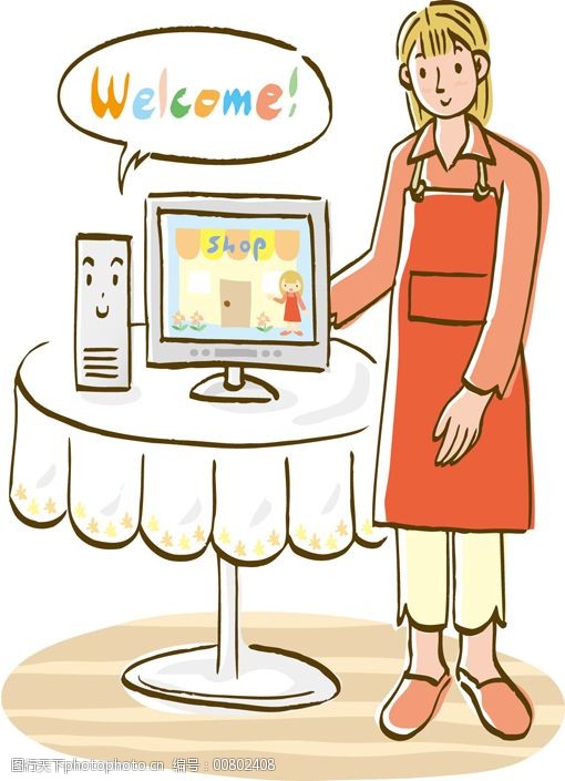 网路商店创业女性矢量