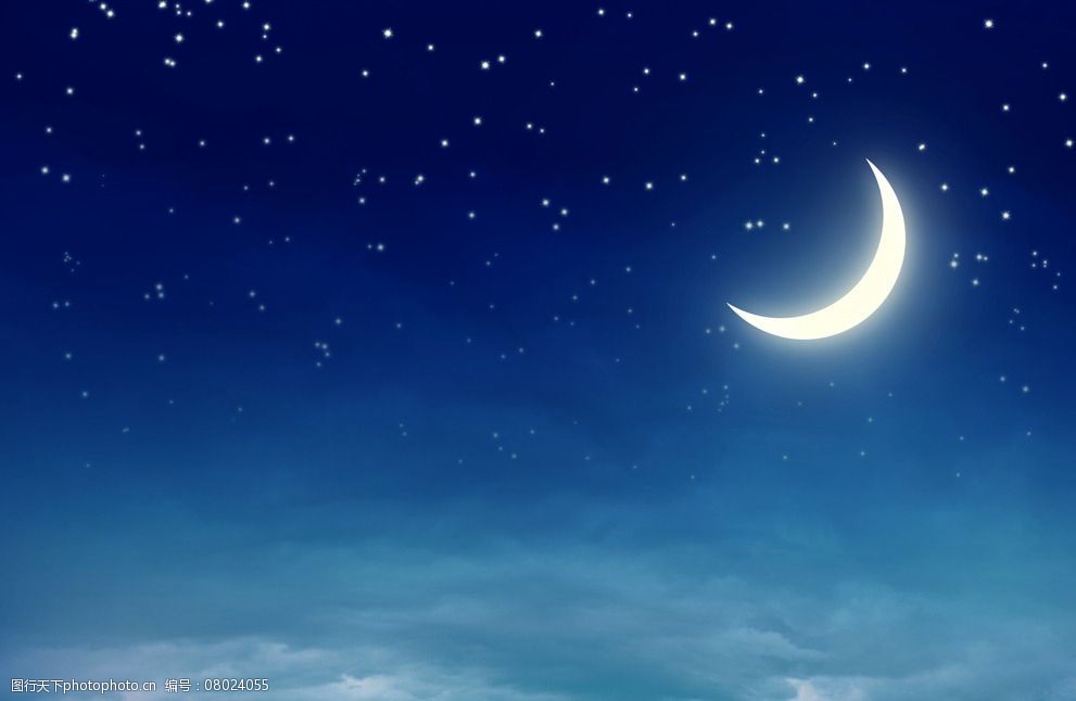唯美 浪漫 童话 温馨 月亮 夜空 星星 设计 动漫动画 风景漫画 300dpi