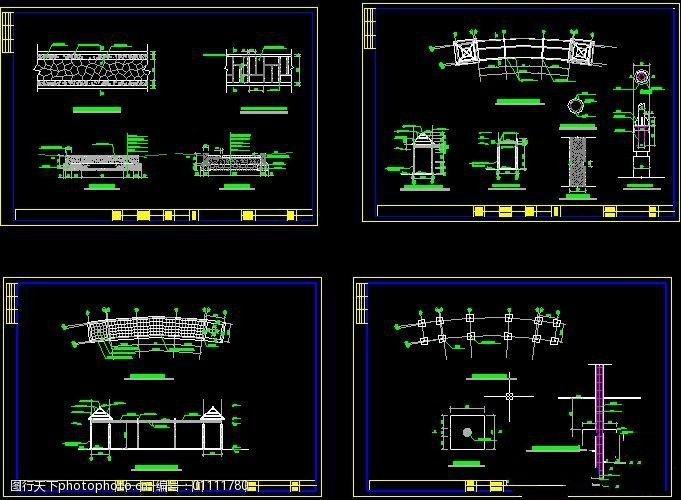 休息廊架及园路施工图