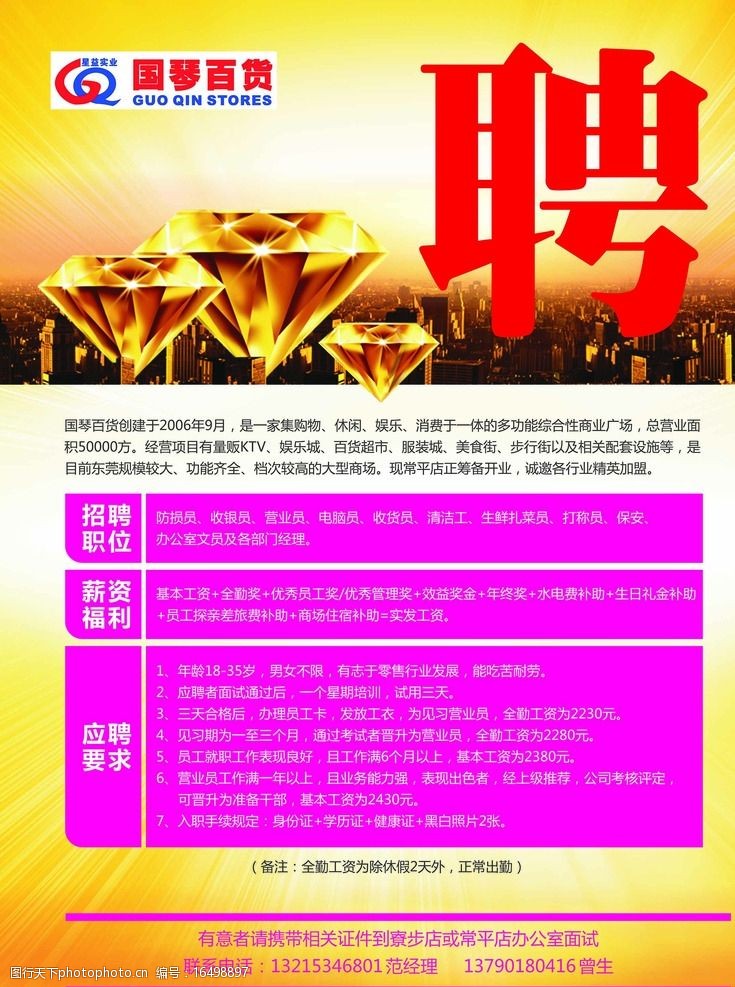 国琴百货招聘图片