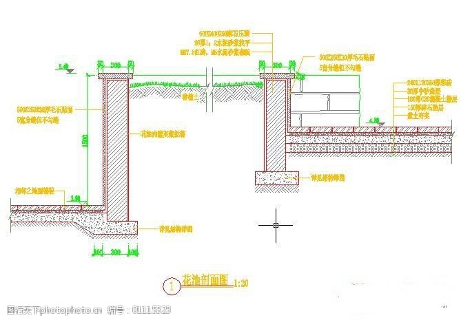 花池结构剖面图