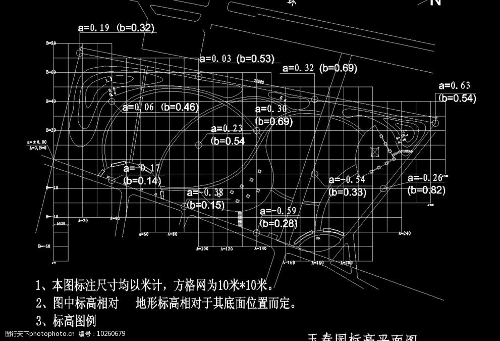 公园广场玉春园标高平面图图片