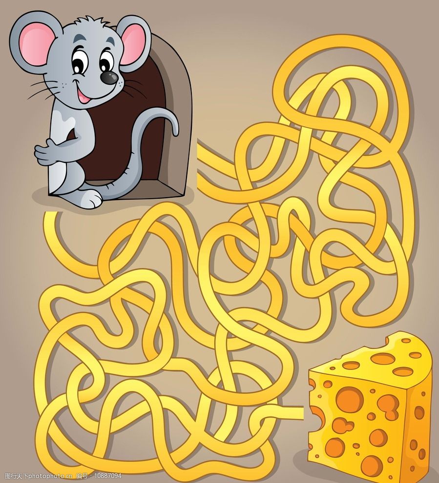 关键词:迷宫插图 手绘卡通插画 老鼠 奶酪 儿童绘画 卡通背景 背景