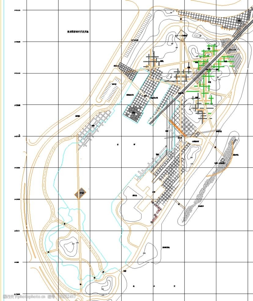 公园景观驳岸及新修道路放线图图片