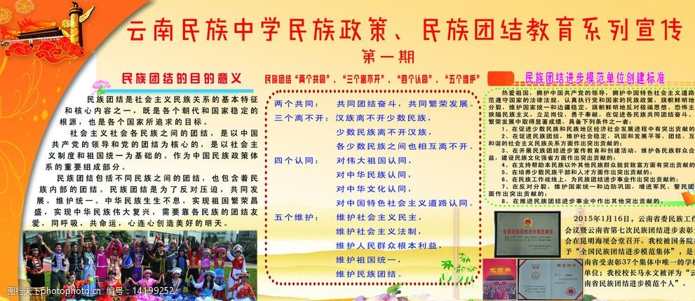 云南民族中学民族团结教育展板图片