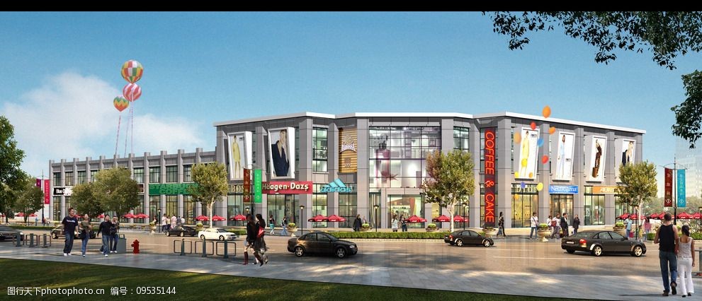 关键词:商业沿街效果图 二层 超市 沿街 商业        建筑 设计 环境