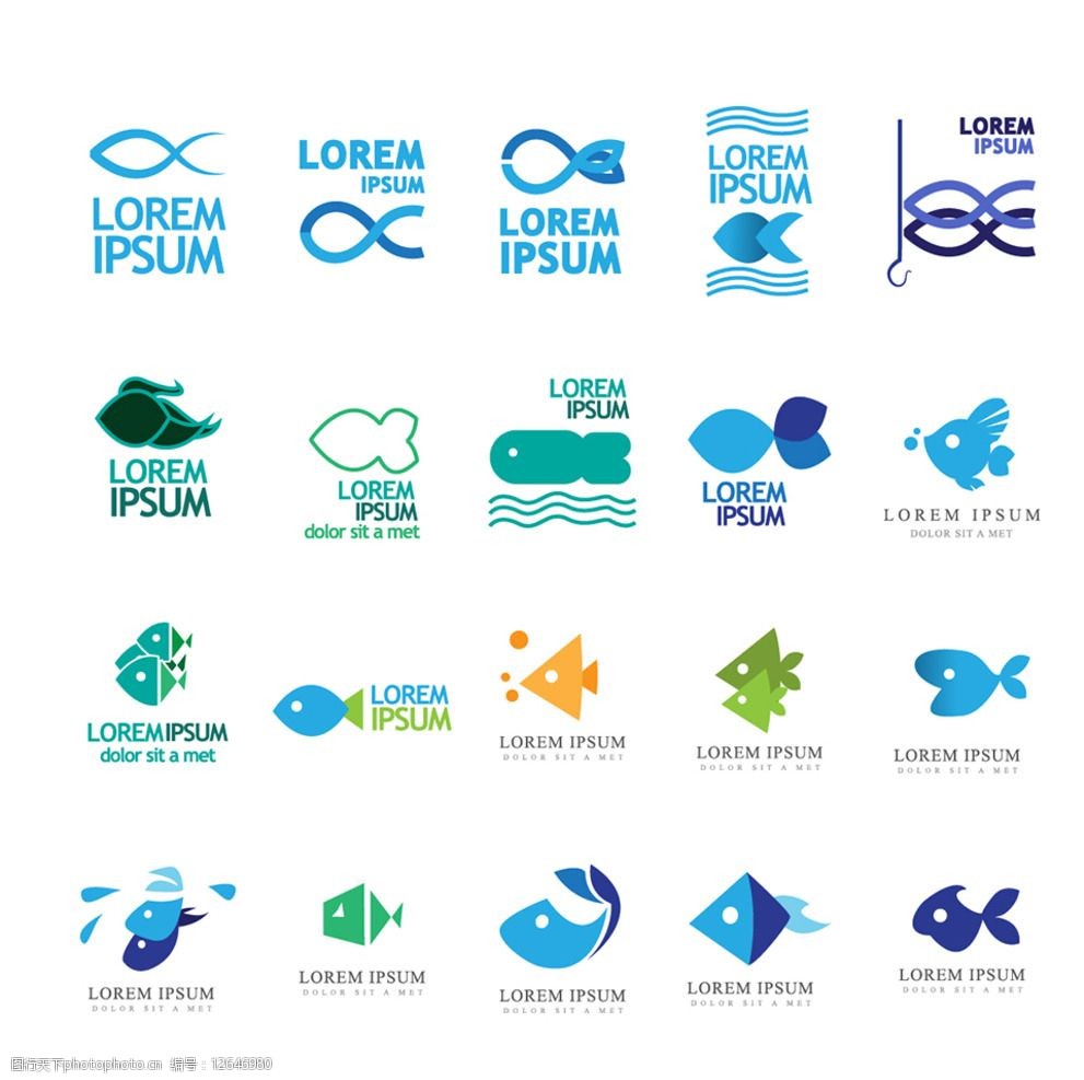 关键词:鱼标志 变形图 鱼 logo 标志 水蓝色 常用 海 ※logo设计 设计