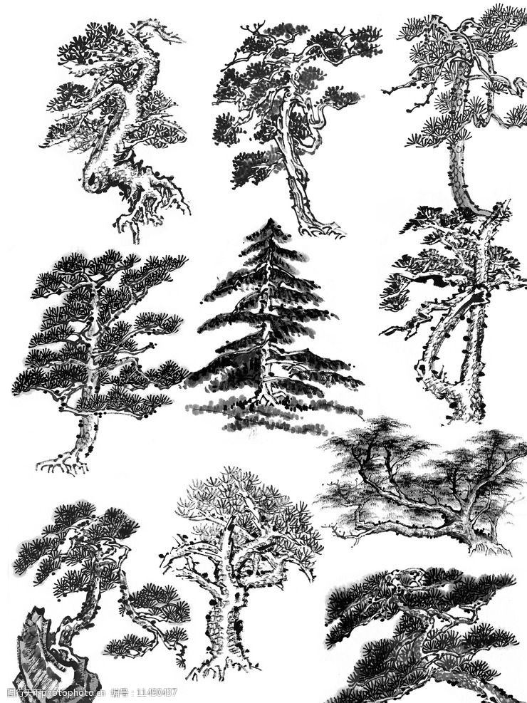 关键词:水墨树 水墨 树 文化 古典素材 中国风 水墨苍松 水墨松树