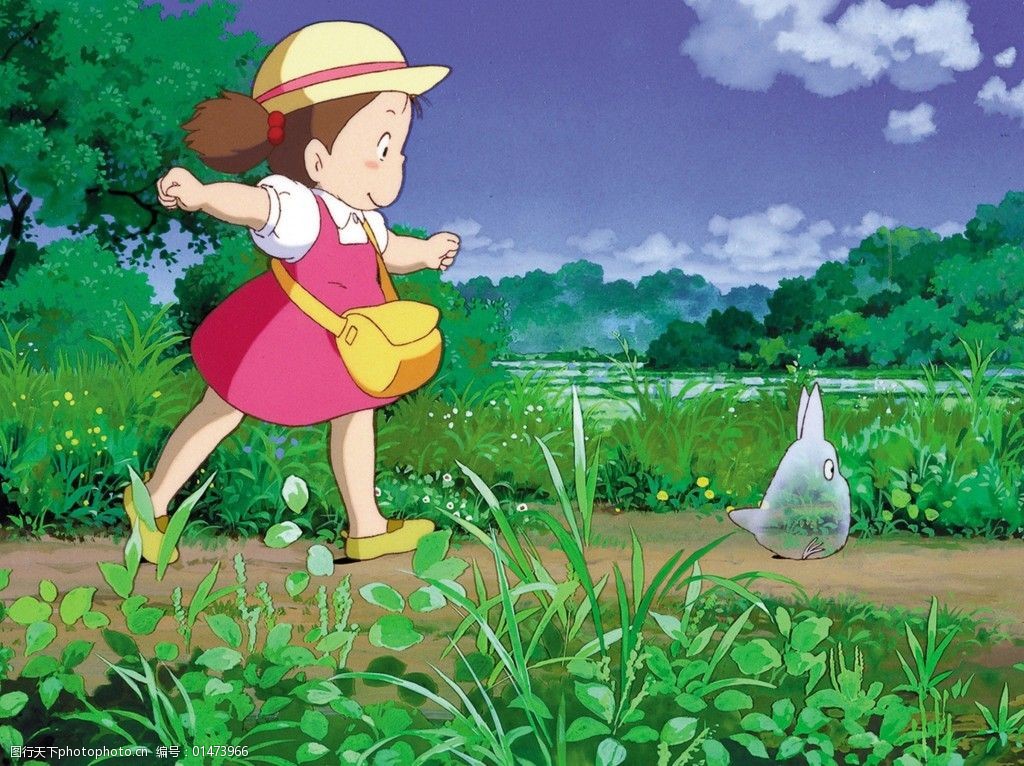 动漫系列宫崎骏龙猫小女孩免费下载 动漫 可爱 草莓壁 图片素材 卡通