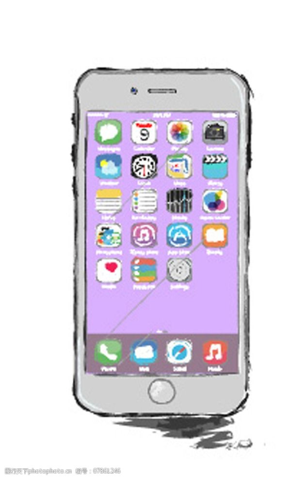 关键词:仿手绘ai图 iphone6 手机草图 画笔 仿手绘 ai矢量图 设计