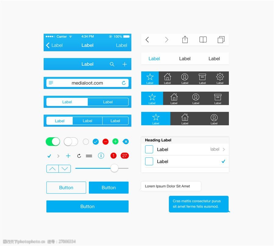 关键词:蓝色 app手机ui控件系列素材下载 app按钮 ui ui设计 按钮