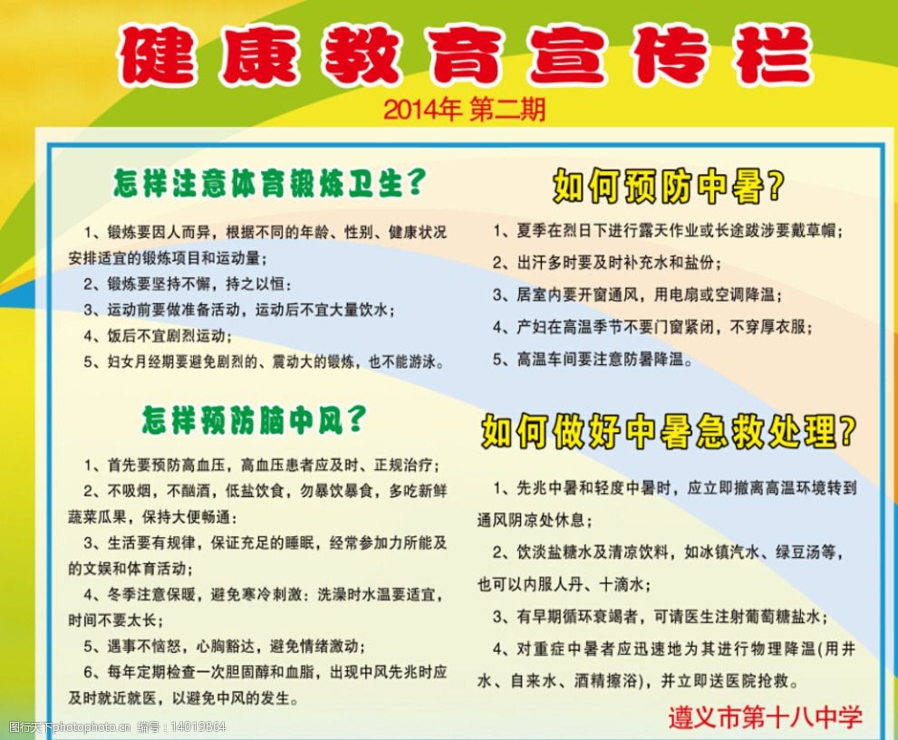 夏季健康教育宣传栏图片