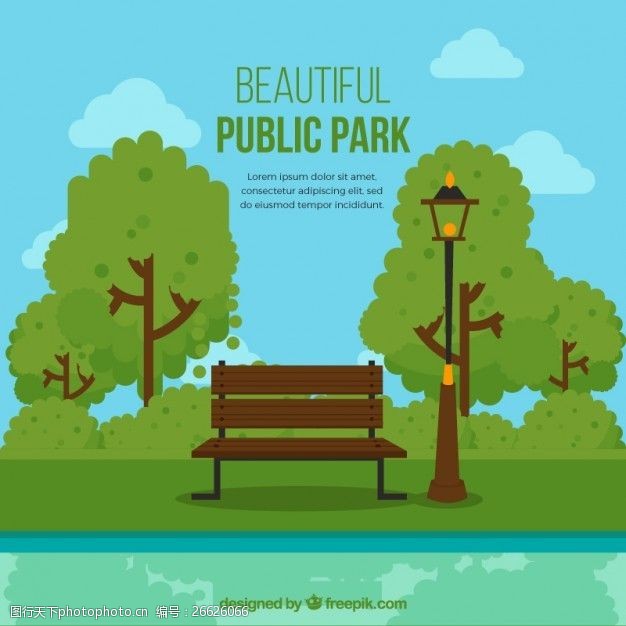 关键词:美丽的公园 自然 绿色 森林 树木 公园 长椅 美丽 公共 ai