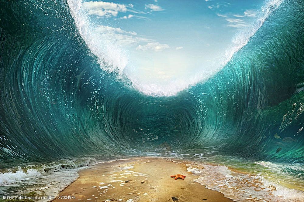 海滩与巨浪风景