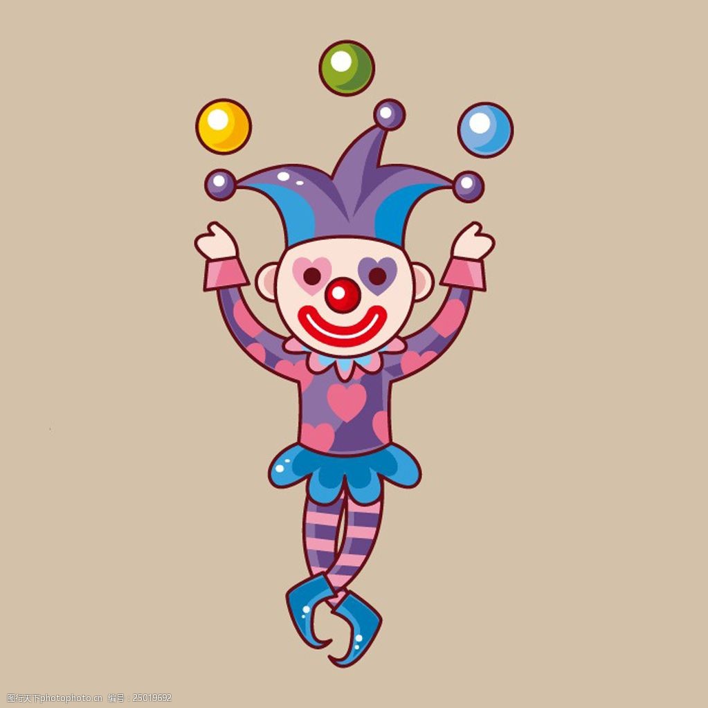 愚人节 小丑 杂耍 卡通小丑 跳舞的小丑 马戏团 小丑图案 服装图案