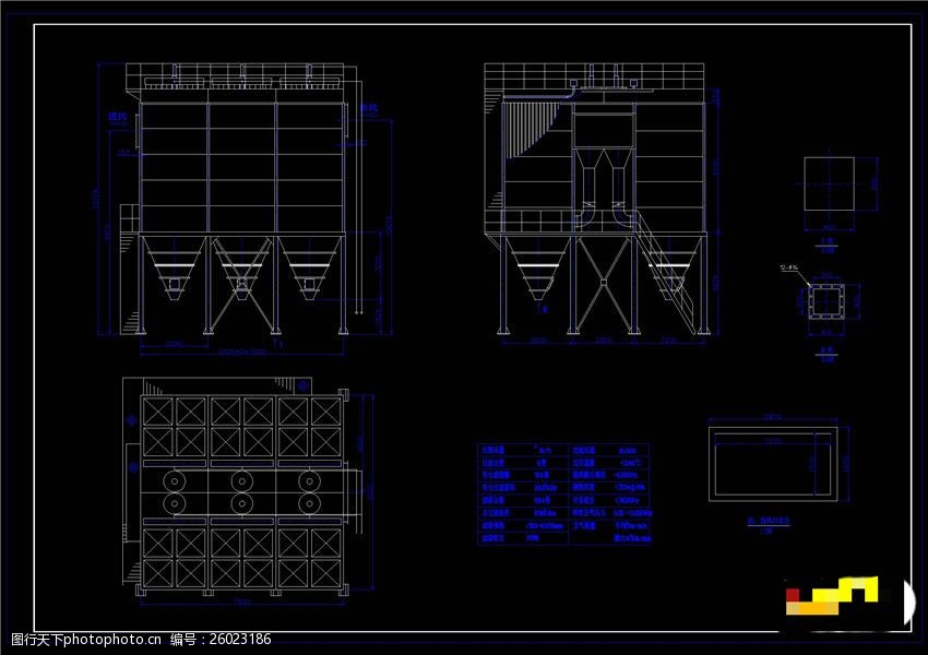 布袋除尘器cad机械图纸