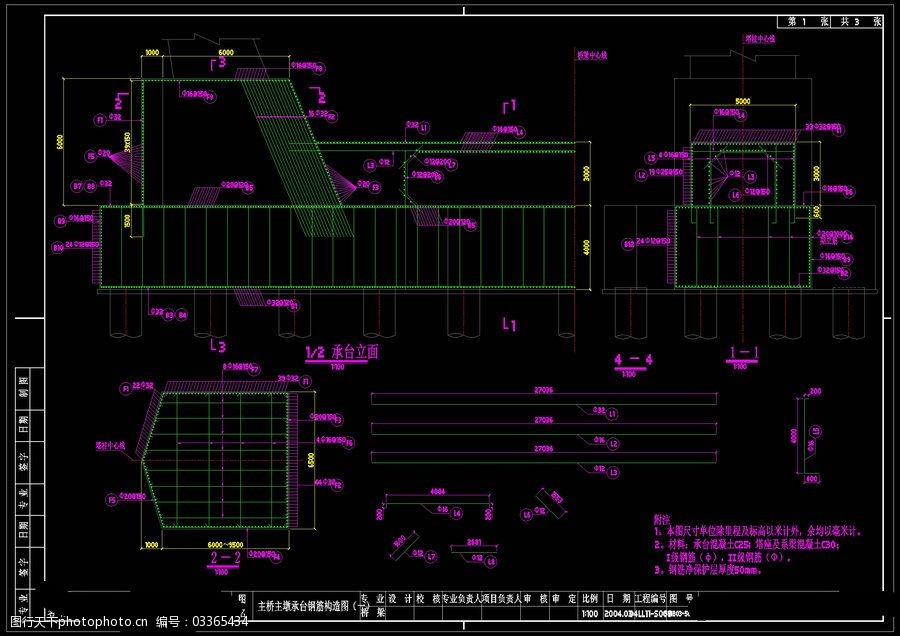 主桥墩承台构造图cad图纸