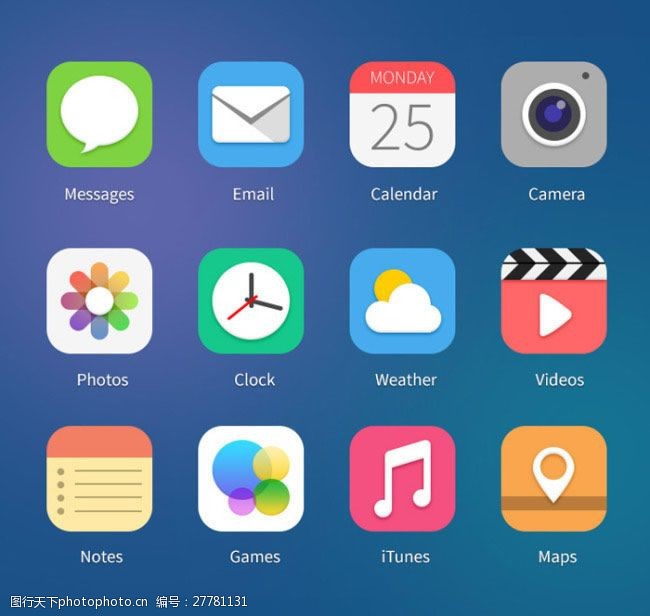 图标 手机 苹果 简洁 安卓 大气 ios app 扁平图标 psd 蓝色 ios