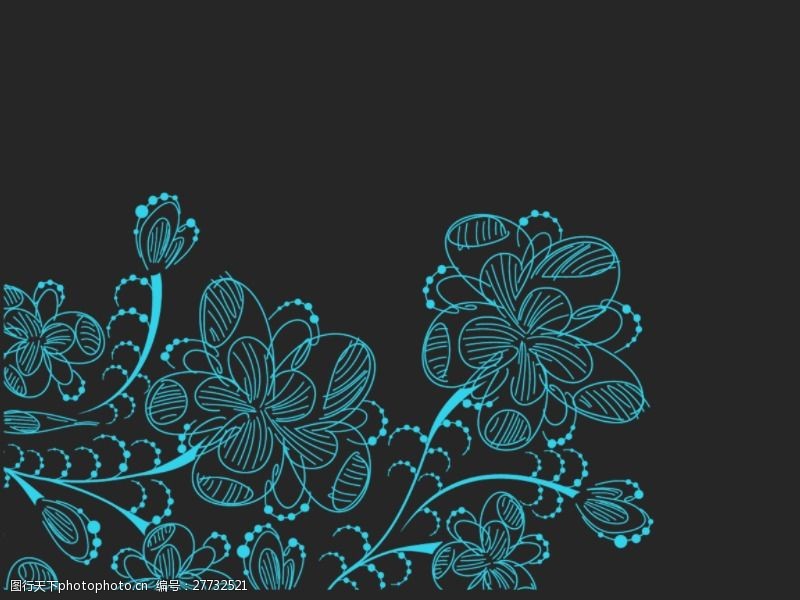 漂亮的线条涂鸦手绘卡通可爱花纹,鲜花图案ps笔刷素材