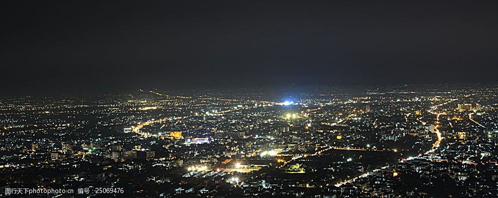 美丽城市鸟瞰夜景