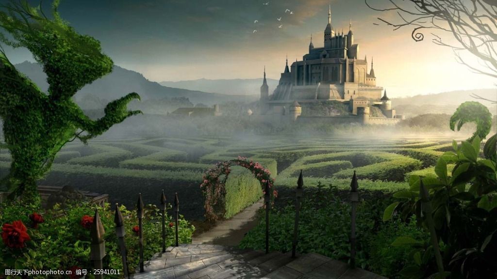 梦幻童话森林城堡背景