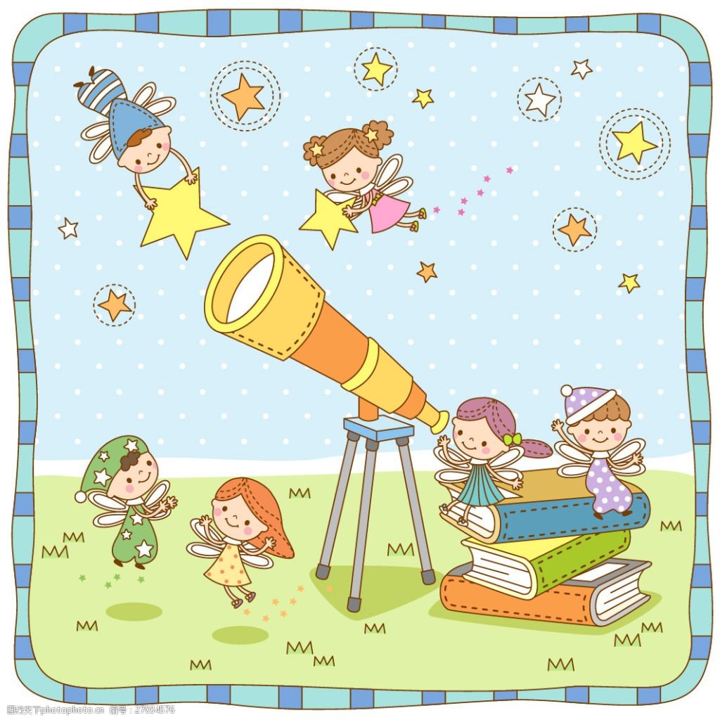 韩风卡通儿童矢量素材天文望远镜