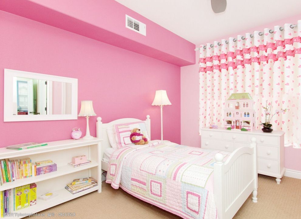 粉色儿童房效果图图片
