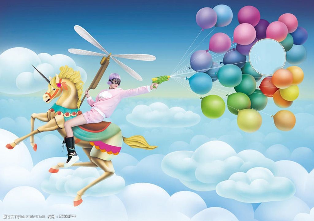 时尚气球女人天空广告