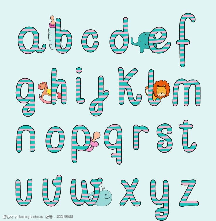 婴儿风格英文字母
