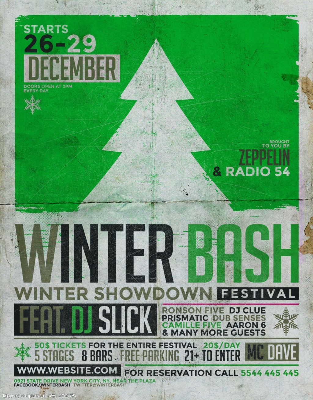 纯英文绿色酷炫创意海报PSD