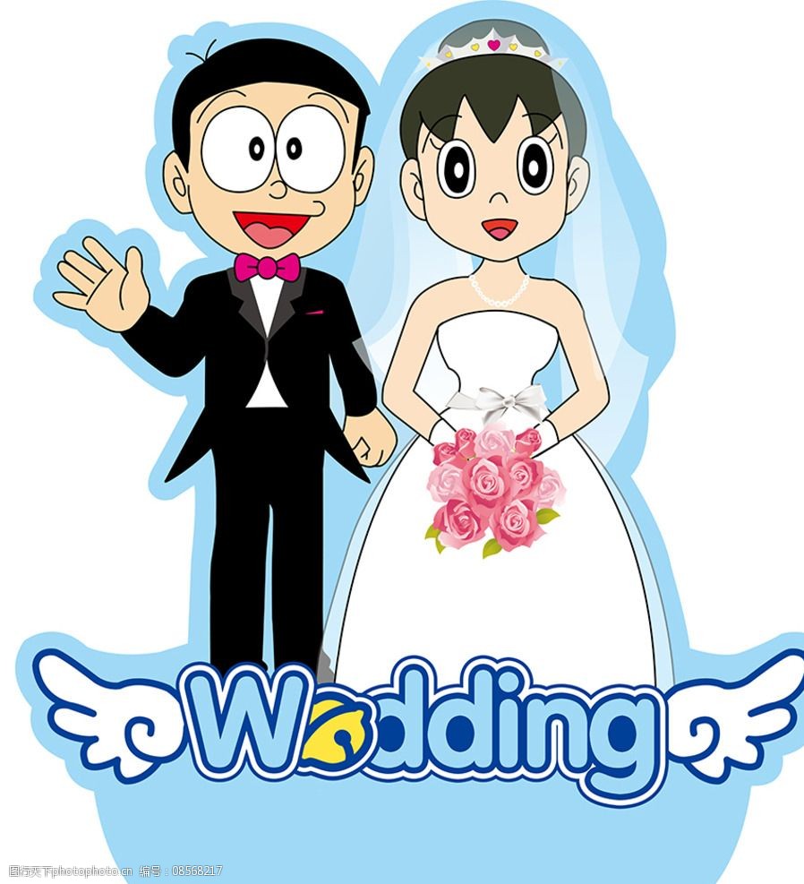 大雄静香婚礼人形展架图片