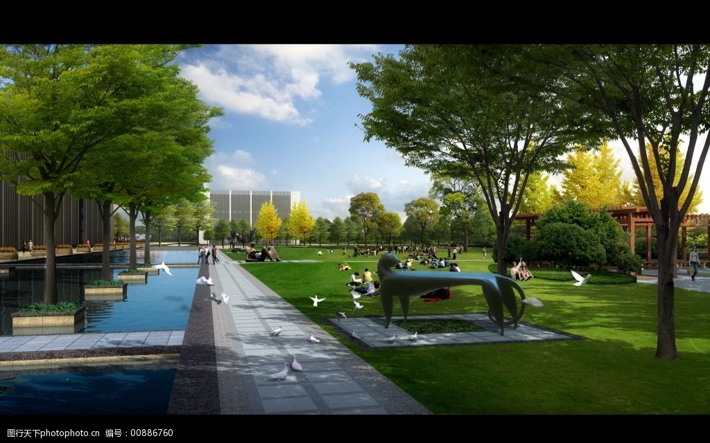 关键词:城市公园透视图免费下载 雕塑 高清 景观 室外 园林 镜面水