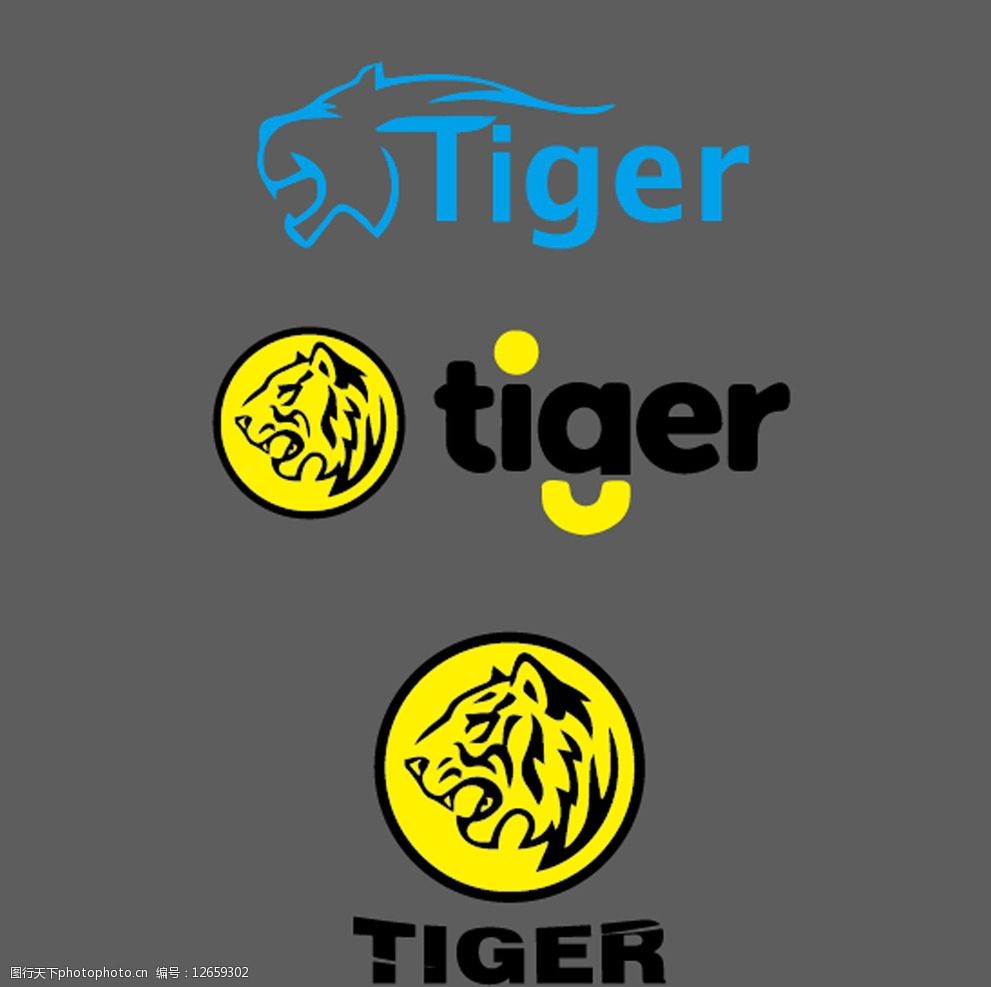 关键词:老虎标志 老虎 英文 蓝色 黄色 黑色 设计 广告设计 logo设计