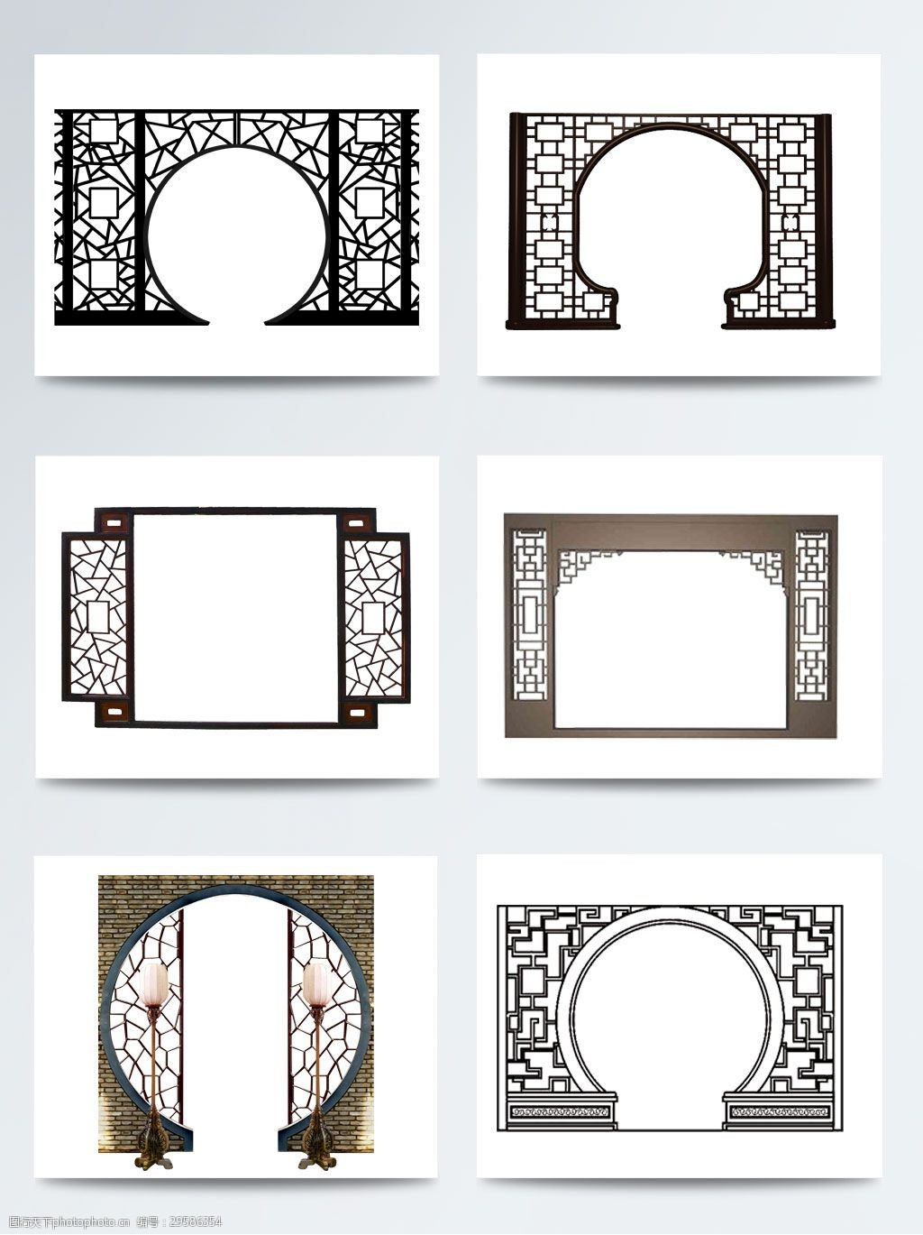 中式古典屏风窗户png素材