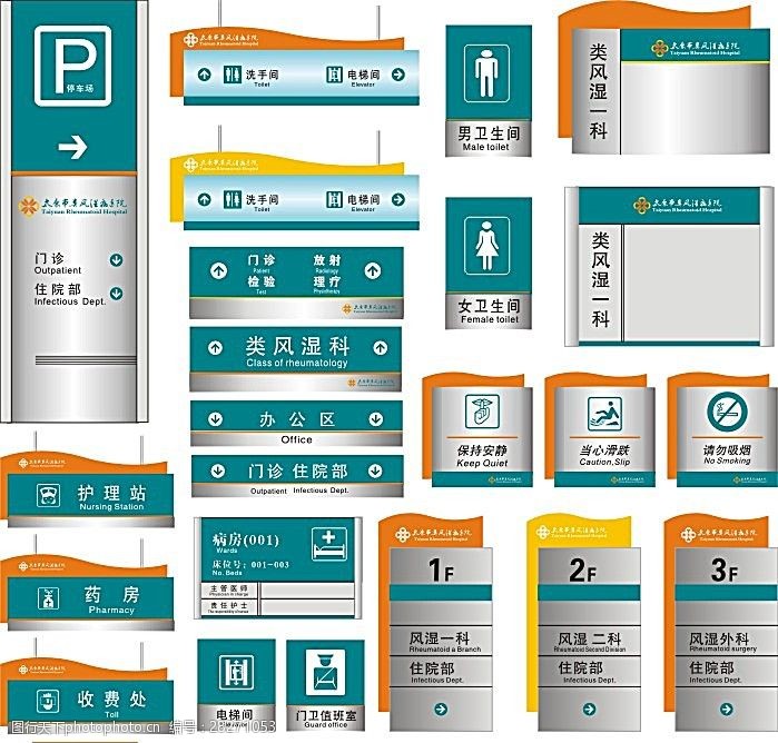 医院导视牌矢量模板素材