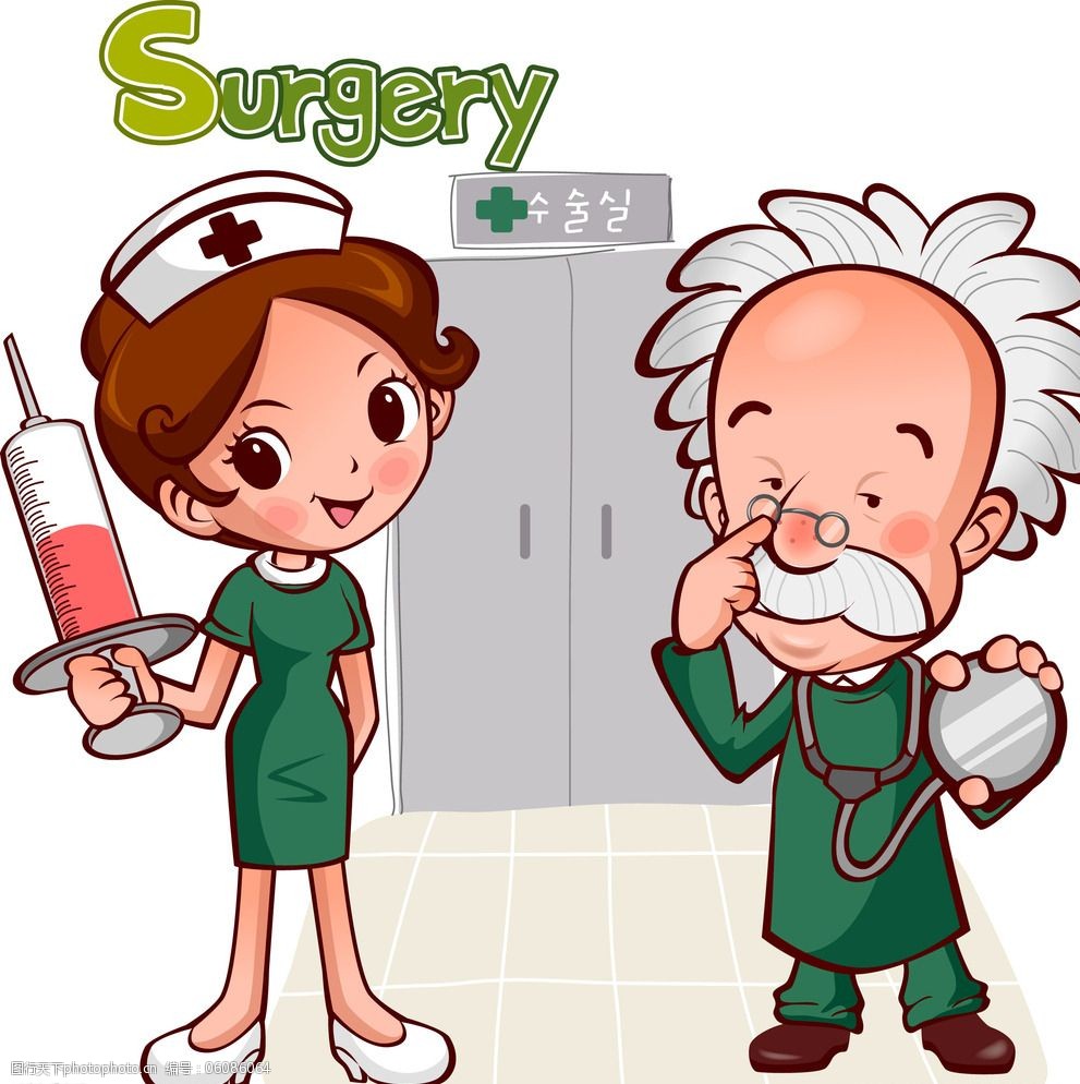 医生小护士医院卡通动漫插画图片