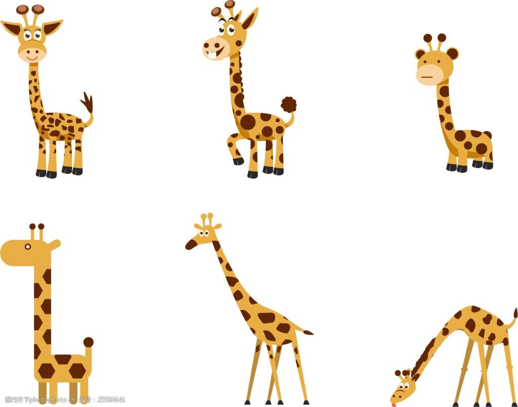 长颈鹿卡通矢量素材 长颈鹿 动物 野生动物 可爱长颈鹿 卡通长颈鹿 ai