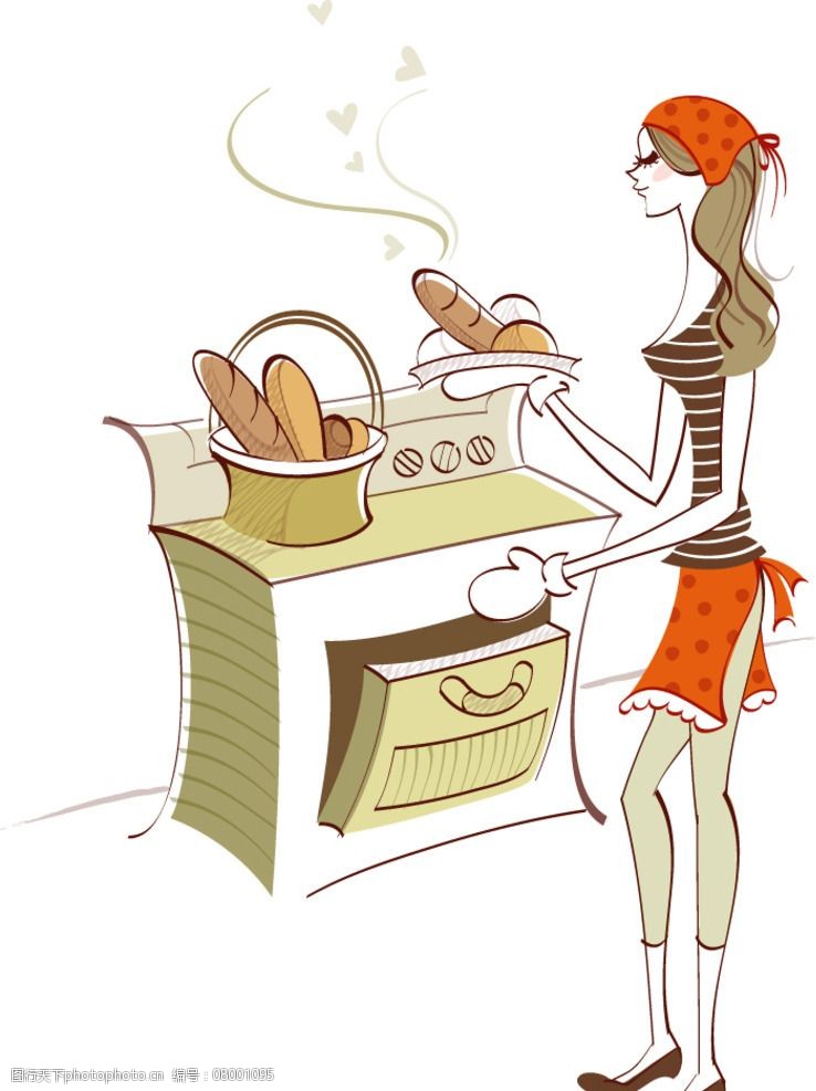 烤面包的女孩图片